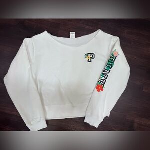 PINK Victoria's Secret White Off Shoulder Sweatshirt